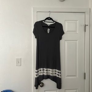 Charlotte Russe Grey and White Tye-Dye Flowy dress